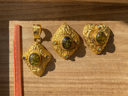 Fossilized Amber Pendant, Brushed Gold Overlay, Healing Amber, Amber Jewelry, Rough Amber, Baltic Amber, Metaphysical Stone, Organic Jewelry
