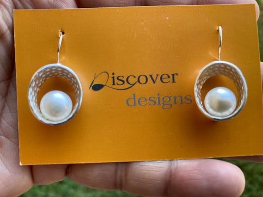 Freshwater Pearl Earrings Silver Overlay, Birthstone, Birthday Gift for Girlfriend, Handmade Dangle Earrings, Gemstone Earrings, Bridesmaid