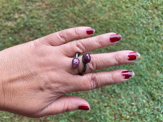 Gemstone Adjustable Ring, Antique Silver Looks, Oxidize Silver Overlay Jewelry, Stacking Rings, Simple Ring, Ring For Women, Open Ring