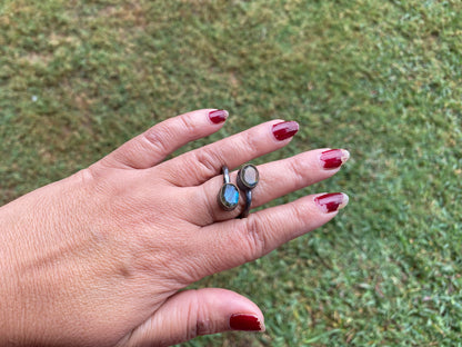 Gemstone Adjustable Ring, Antique Silver Looks, Oxidize Silver Overlay Jewelry, Stacking Rings, Simple Ring, Ring For Women, Open Ring