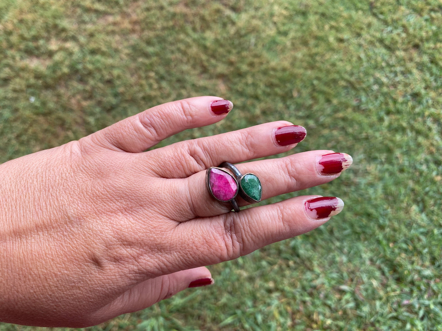 Gemstone Adjustable Ring, Antique Silver Looks, Oxidize Silver Overlay Jewelry, Stacking Rings, Simple Ring, Ring For Women, Open Ring