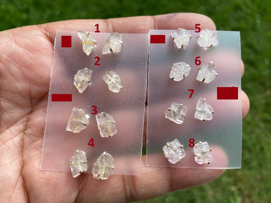 Genuine Morganite Stud Earrings, 92.5 Sterling Silver, Prong Earring, Natural Stone Stud Earring, Raugh Gemstone Stud Earring,Christmas Gift