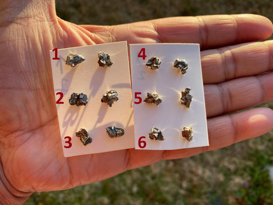 Genuine Raw Pyrite Sterling Silver Healing Stone Stud Earrings, Natural Stone Earrings, Raw Gemstone Stud , Bridesmaids , Rock Stud Earring