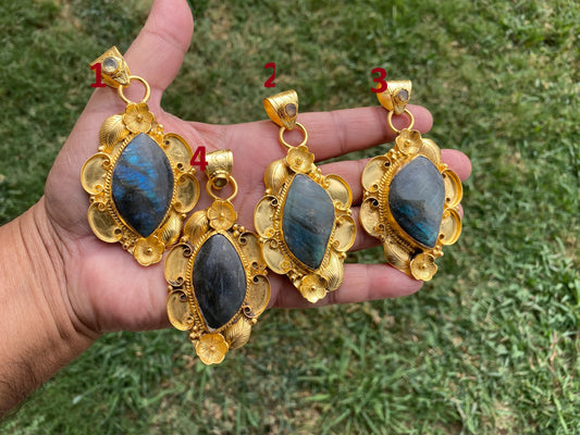 Gold Overlay Labradorite with Citrine Gem Handcrafted Pendant, Mystical Charm, Elegant Craftsmanship, Nature's Magic Jewelry, Unique Jewelry