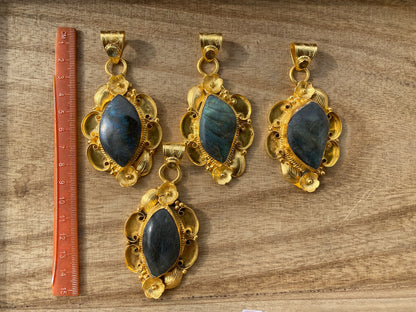 Gold Overlay Labradorite with Citrine Gem Handcrafted Pendant, Mystical Charm, Elegant Craftsmanship, Nature's Magic Jewelry, Unique Jewelry