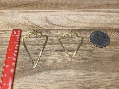 Gold Plated Dangles Earring Component, Arrowhead Shaped, Brushed Finish, Jewelry Findings, Jewelry Necklace Findings, Wholesale Supplies