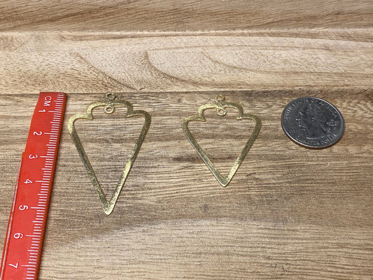 Gold Plated Dangles Earring Component, Arrowhead Shaped, Brushed Finish, Jewelry Findings, Jewelry Necklace Findings, Wholesale Supplies