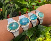 Gold with Silver Two Tone Natural Turquoise Hippie Bracelet, Cuff Bracelets, Bracelet for Calmness, Gift ideas, Gemstone adorned Bracelet
