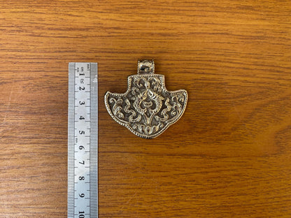 Hand-carved Tibetan Silver Pendant with Mythical Fish Design | Unique Bohemian Pendant, Unisex Pendant for Daily Wear, Spiritual Jewelry