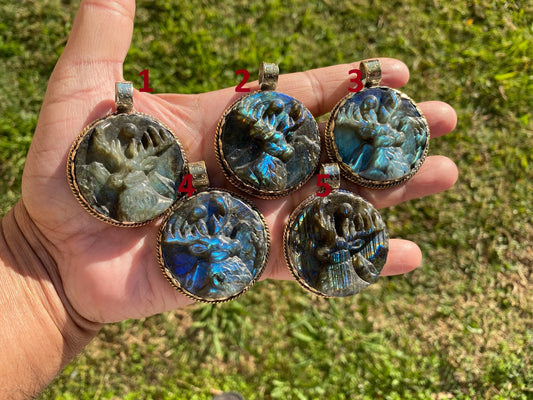Hand Carved Deer Pendant, Natural Labradorite Tibetan Silver Necklace, Wildlife Jewelry, Unique Animal Carving Pendant, Animal Lover's Gift