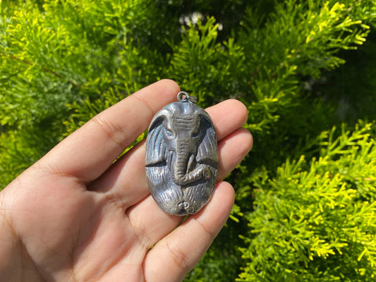 Hand Carved Elephant in Tibetan Silver Overlay Brass Pendant | Cute Elephant Pendant, Unique Pendant, Daily Wear, Animal Lover's Pendant.