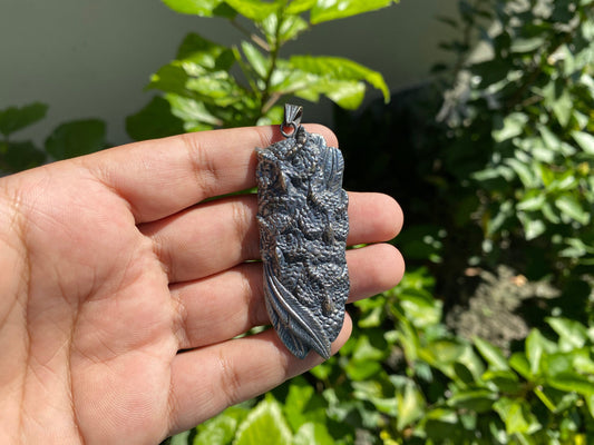 Hand Carved Owls in Brass Pendant | Tibetan Silver Overlay Pendant, Owl Pendant, Bird Pendant, Boho Jewelry, Unisex Pendant, Daily Wear.