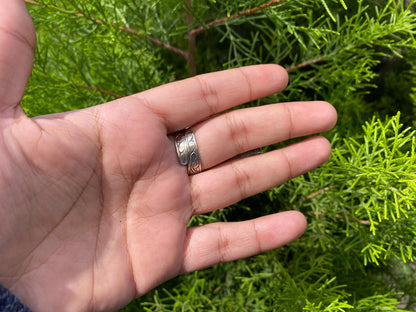 Hand carved Owl Buffalo Bone in Tibetan Silver Ring, Unique Nature Inspired Ring, Spiritual Ring, Bohemian Style, Hammered Ring,