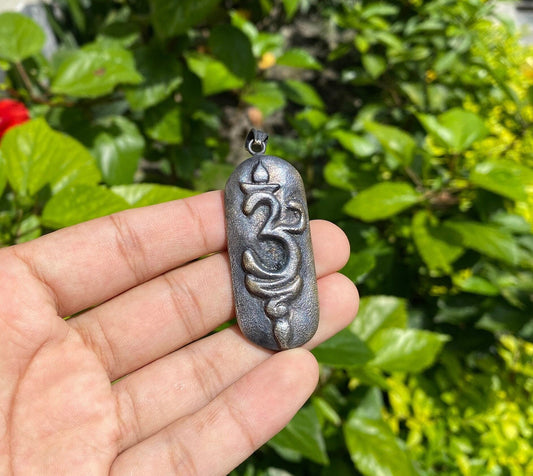 Handcrafted Silver Overlay OM Pendant, Spiritual Pendant, Unique Pendant, Unisex Jewelry, Hinduism Inspired Pendant, Mystical Strength.