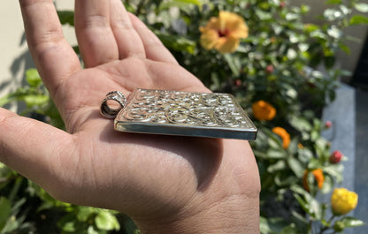 Handcrafted Square Elephant Carving pendant in Tibetan Silver | Intricate Nature-inspired Jewelry, Unique Animal Lover's Pendant, Daily wear