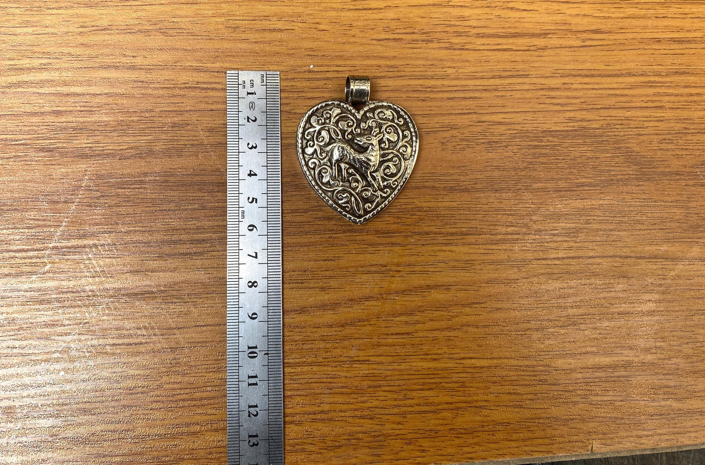 Handcrafted Tibetan Silver Heart Pendant with Carved Deer and Floral Design | Pendant for Necklace, Unique Bohemian Jewelry, Daily wear
