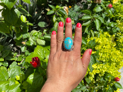 Handmade Bohemian Two Tone Natural Turquoise Ring with Butterfly Design in Silver Overlay Brass, Natural Gemstone Hammered Ring,Perfect Gift