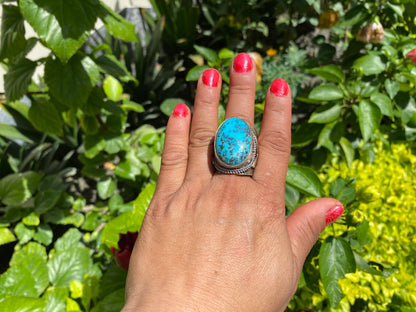 Handmade Bohemian Two Tone Natural Turquoise Ring with Butterfly Design in Silver Overlay Brass, Natural Gemstone Hammered Ring,Perfect Gift