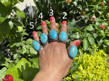Handmade Bohemian Two Tone Natural Turquoise Ring with Butterfly Design in Silver Overlay Brass, Natural Gemstone Hammered Ring,Perfect Gift
