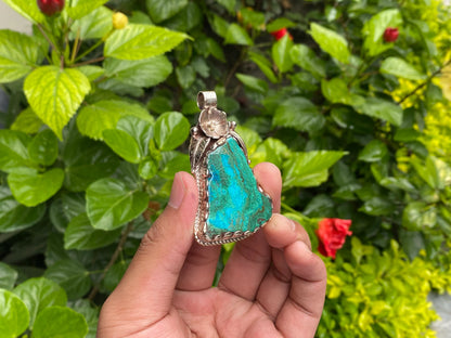 Handmade Natural Chrysocolla Pendant for Emotional Healing and Creativity Boost, Unique Gemstone Pendant, Unisex gift, Boho Chic Pendant.
