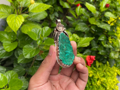 Handmade Natural Chrysocolla Pendant for Emotional Healing and Creativity Boost, Unique Gemstone Pendant, Unisex gift, Boho Chic Pendant.