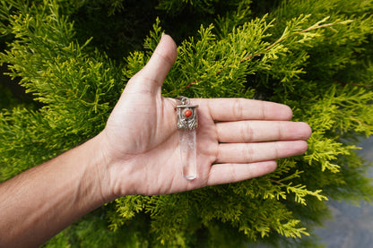 Handmade Red Coral Crystal Pendant in Tibetan Silver | Calming Healing Necklace, Daily Wear Pointed Pendant,Unique Boho Jewelry Gift for Her