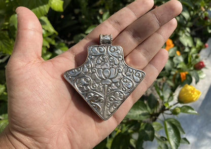 Handmade Tibetan Silver Pendant with Carved Phoenix and Fish | Symbol of Renewal and Strength, Unisex Artisan Jewelry, Bohemian Daily Wear