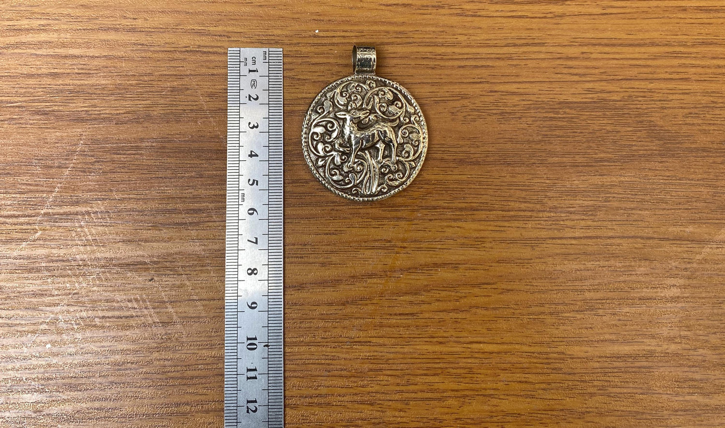 Handmade Tibetan Silver pendant with Carved Deer and Floral Design | Nature-Inspired Ethnic Jewelry from Nepal,Unique Animal Lover's Pendant