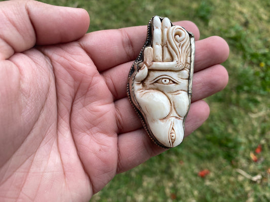 Hand with Joint Carved Bone Tibetan Silver Pendant, Hand Holding Cigarette, Hippie Jewelry, Marijuana Jewelry, Smoking Cannabis Blunt, Boho