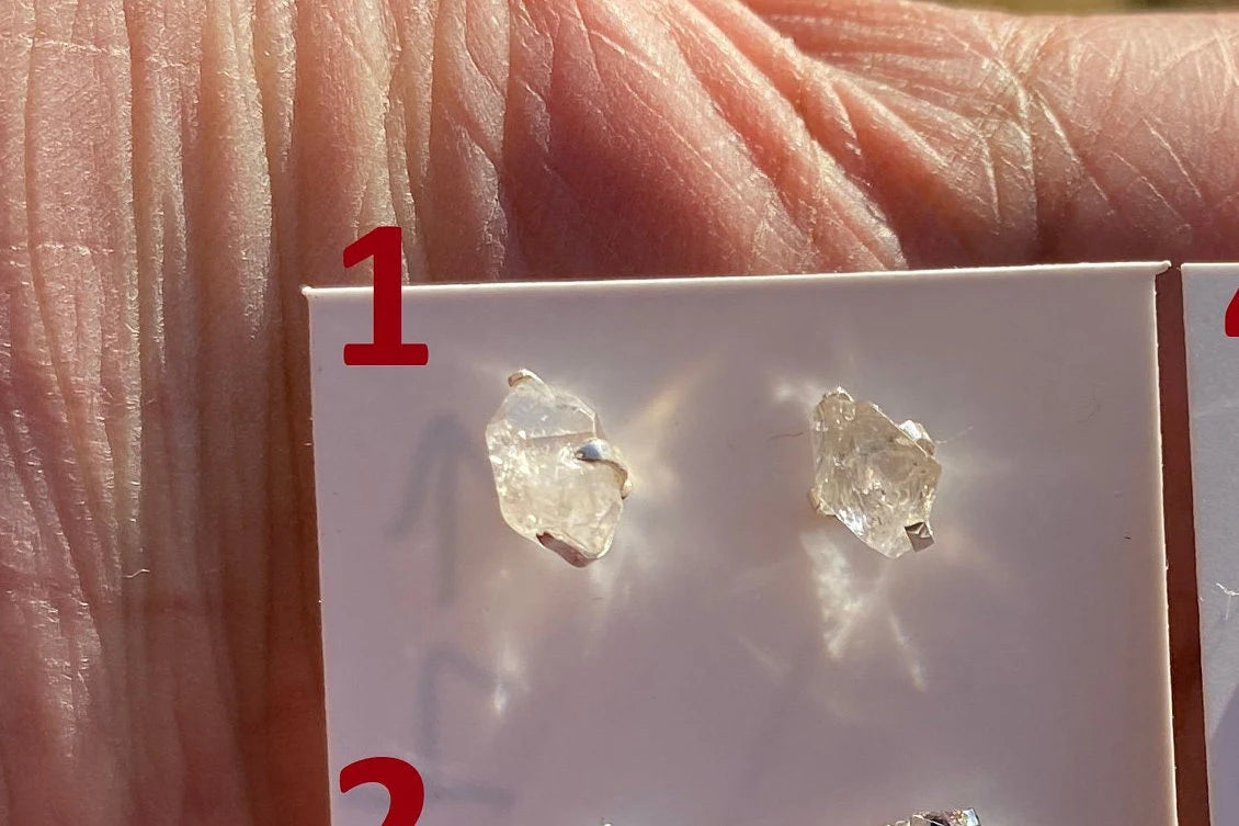 Raw Herkimer Diamond Stud Earring, 92.5 Sterling Silver Ear Stud, Healing Crystal Earring, Natural Gemstone Jewelry, Christmas Gift for Wife