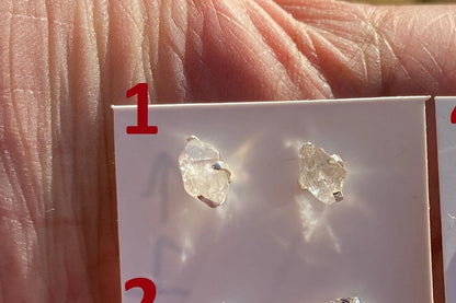Raw Herkimer Diamond Stud Earring, 92.5 Sterling Silver Ear Stud, Healing Crystal Earring, Natural Gemstone Jewelry, Christmas Gift for Wife