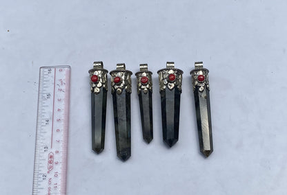 Healing Labradorite Pendant with Boho Charm, Daily wear pendant, Pointed Pendant, Coral adorned pendant.