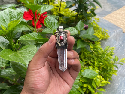 Healing Pendant, Natural Crystal Pendant, Pointed Pendant, Tibetan Silver Pendant, Unisex Pendant, Gift ideas.
