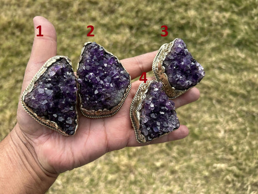 Heavy Big Chunky Raw Amethyst Natural Stone Tibetan Silver Pendant, Healing Crystal, Women's Jewelry, Birthstone Pendant, Pendant Necklace