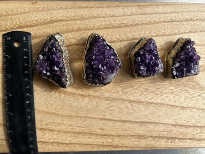 Heavy Big Chunky Raw Amethyst Natural Stone Tibetan Silver Pendant, Healing Crystal, Women's Jewelry, Birthstone Pendant, Pendant Necklace