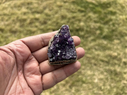 Heavy Big Chunky Raw Amethyst Natural Stone Tibetan Silver Pendant, Healing Crystal, Women's Jewelry, Birthstone Pendant, Pendant Necklace