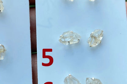 Herkimer Diamond Sterling Silver Earring, Raw Herkimer Earring, Raw Prong Set Stud Earring, April Birthstone, Christmas Gift, Stud Earring