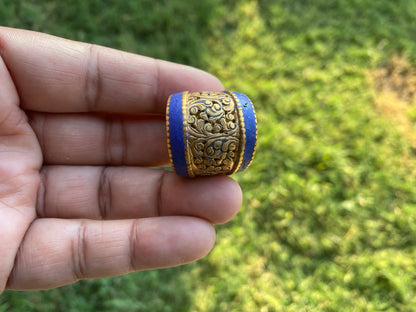 Small Agate Tibetan Bead Connector,Matte Gold Overlay, Bead for Chain Necklace, Himalayan Ethnic Bohemian Hill Tribe Jewelry Making Supplies