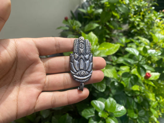 Holy Hand of Fatima Silver Overlay Brass Pendant, Hamsa Jewelry, Spiritual Pendant, Protection Charm, Lucky Amulet, Hand Jewelry.