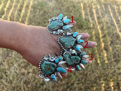 Adjustable Natural Turquoise Statement Ring, Tibetan Silver, Handmade Boho Tribal Style