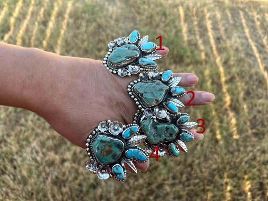 Adjustable Natural Turquoise Statement Ring, Tibetan Silver, Handmade Boho Tribal Style