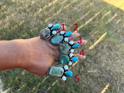 Adjustable Turquoise Pearl Ring, Tibetan Silver Boho Ethnic Jewelry