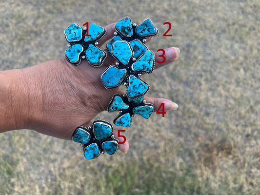 Adjustable Natural Turquoise Statement Ring, Tibetan Silver, Handmade Boho Tribal Style