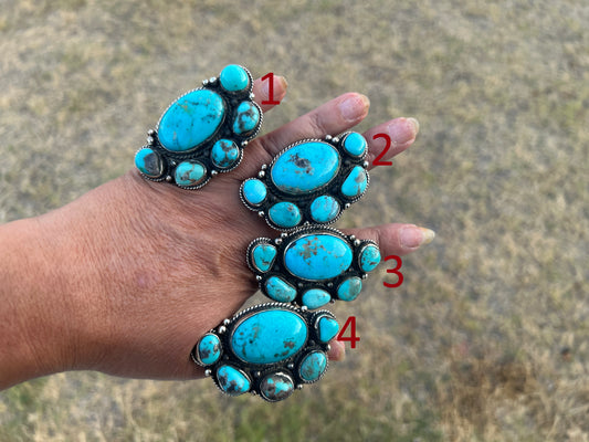Adjustable Natural Turquoise Statement Ring, Tibetan Silver, Handmade Boho Tribal Style