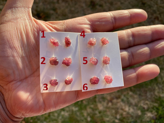 Raw Ruby Gemstone Studs Earring, Sterling Silver Earrings, July Birthstone, Rough Ruby, Healing Crystal Earring, Raw Ruby Earrings For Women