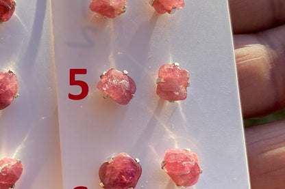Raw Ruby Gemstone Studs Earring, Sterling Silver Earrings, July Birthstone, Rough Ruby, Healing Crystal Earring, Raw Ruby Earrings For Women