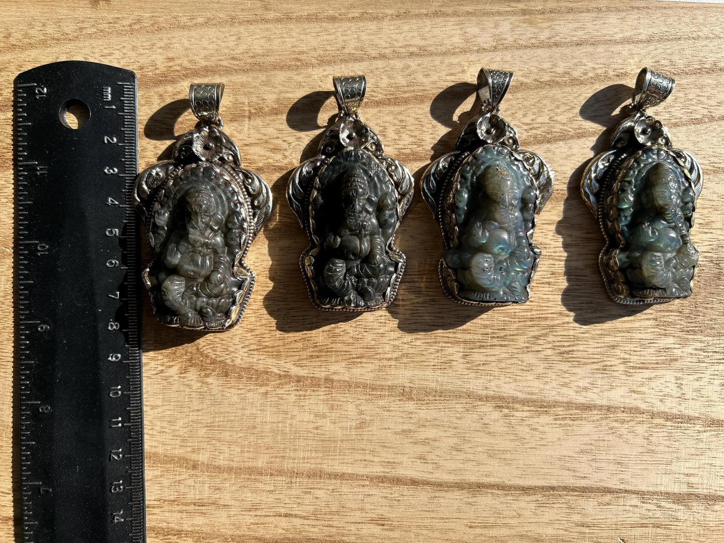 Lord Ganesh Labradorite Pendant, Known As the Remover of Obstacles, Tibetan Silver, Hindu Amulet, Spiritual Jewelry, Stone Carved Ganesh