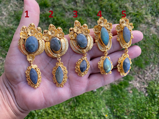 Labradorite Dangle Brushed Gold Overlay Pendant, Non Tarnish Jewelry, Natural Raw Stone, Healing Stone for Necklace, Labradorite Jewelry