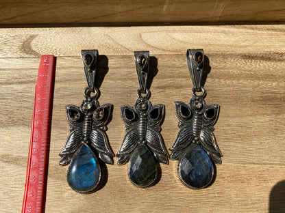 Labradorite Large Tibetan Silver Pendant,Natural Stone, Smoky Topaz Gemstone,Tibetan Jewelry From Nepal, Ethnic Jewelry,Pendant for Necklace