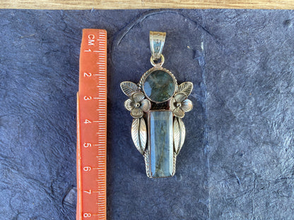 Labradorite Natural Stone Tibetan Silver Pendant,Throat Chakra, Natural Gemstone Jewelry, Birthstone Jewelry, Birthday Gift,
